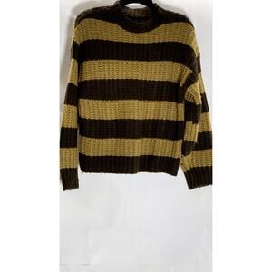 DAZY Women's Brown-Tan Crewneck Knit Long Sleeve Pullover Sweater SZ S